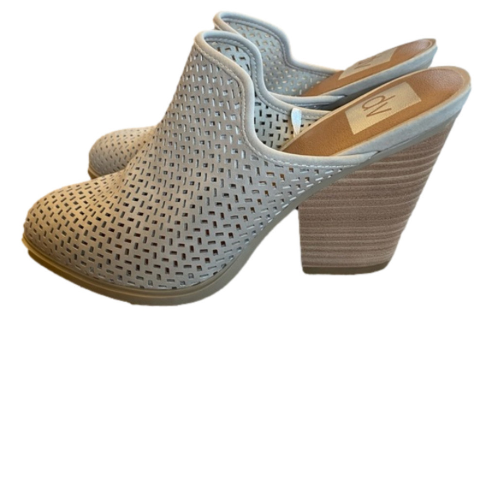 DV DOLCE VITA Kenli Laser Cut Mule Booties Block Heel Taupe Women Size 8.5 - Picture 7 of 12